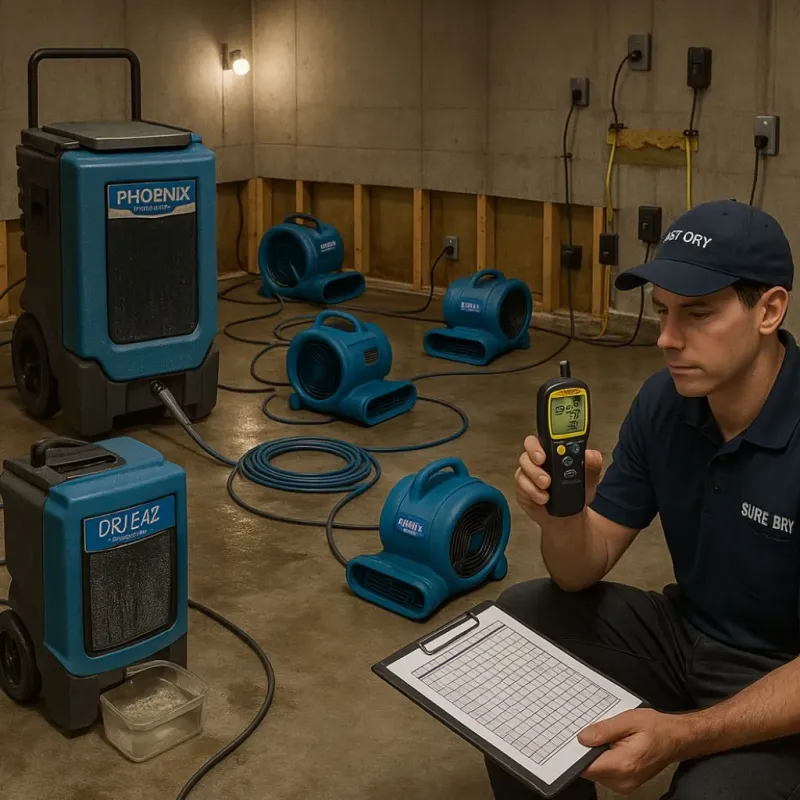 Structural Drying and Dehumidification process in Arlington, MA